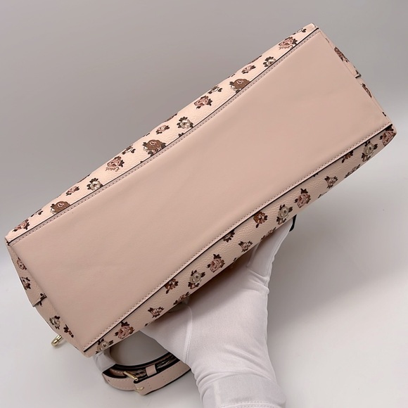 Coach Georgia Satchel Bag With Rose Print GOLD/BLUSH MULTI - Picture 6 of 15